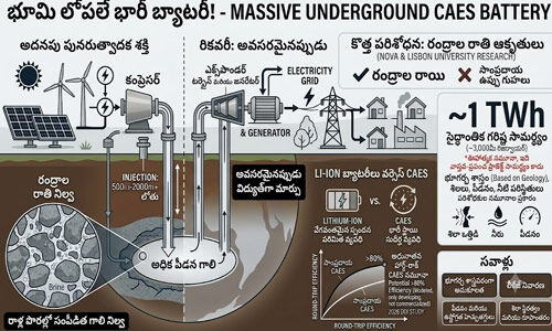 భూగర్భంలో విద్యుత్ నిల్వ: బ్యాటరీల కంటే 70 రెట్లు తక్కువ ఖర్చు
