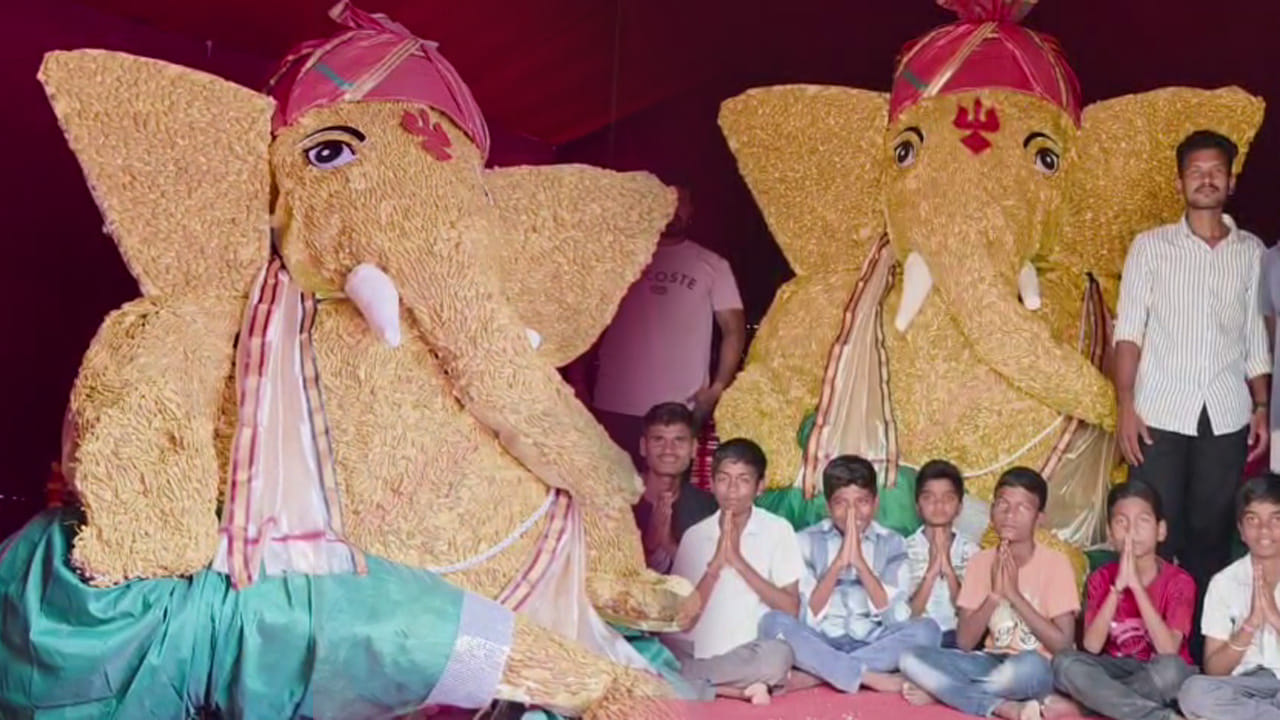 జడ్చర్లలో పసుపు కొమ్ములతో పర్యావరణహిత గణపతి విగ్రహం