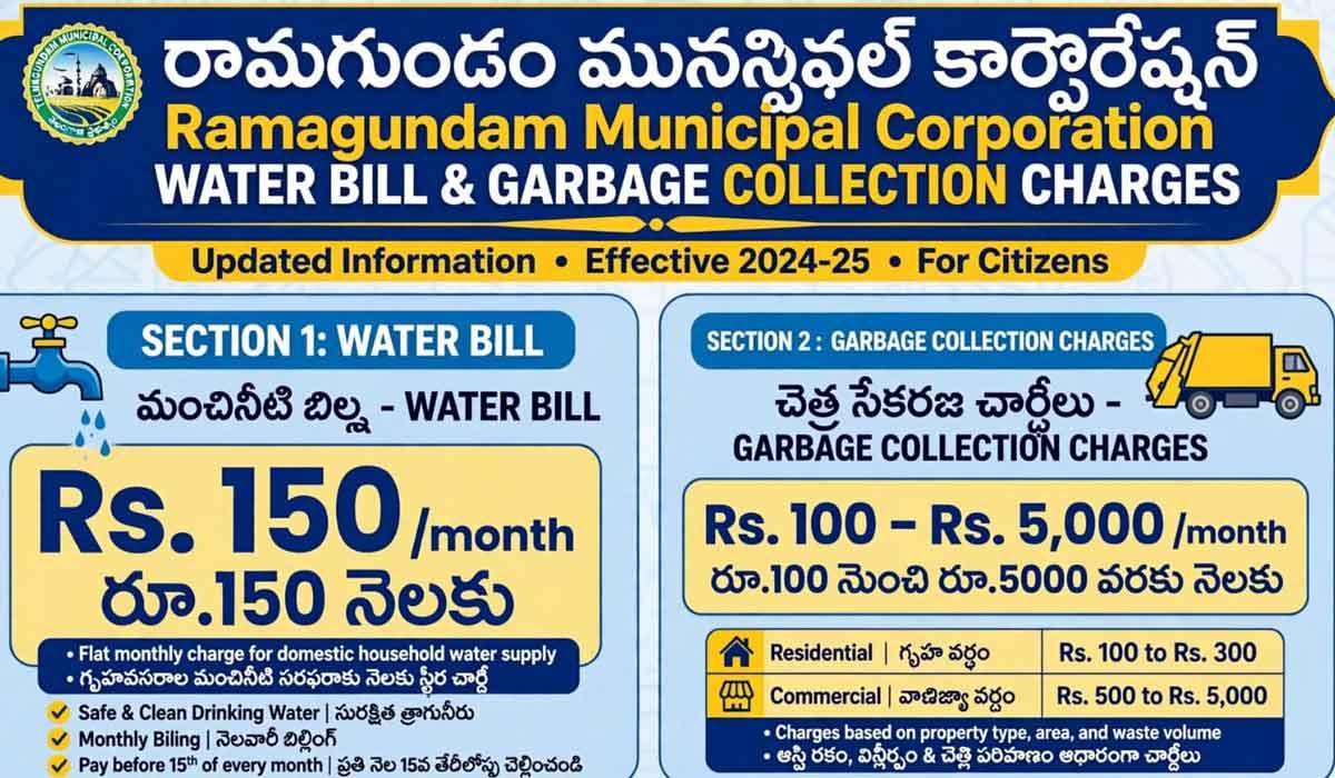 రామగుండంలో పెరగనున్న మంచినీటి బిల్లులు, చెత్త సేకరణ ఛార్జీలు
